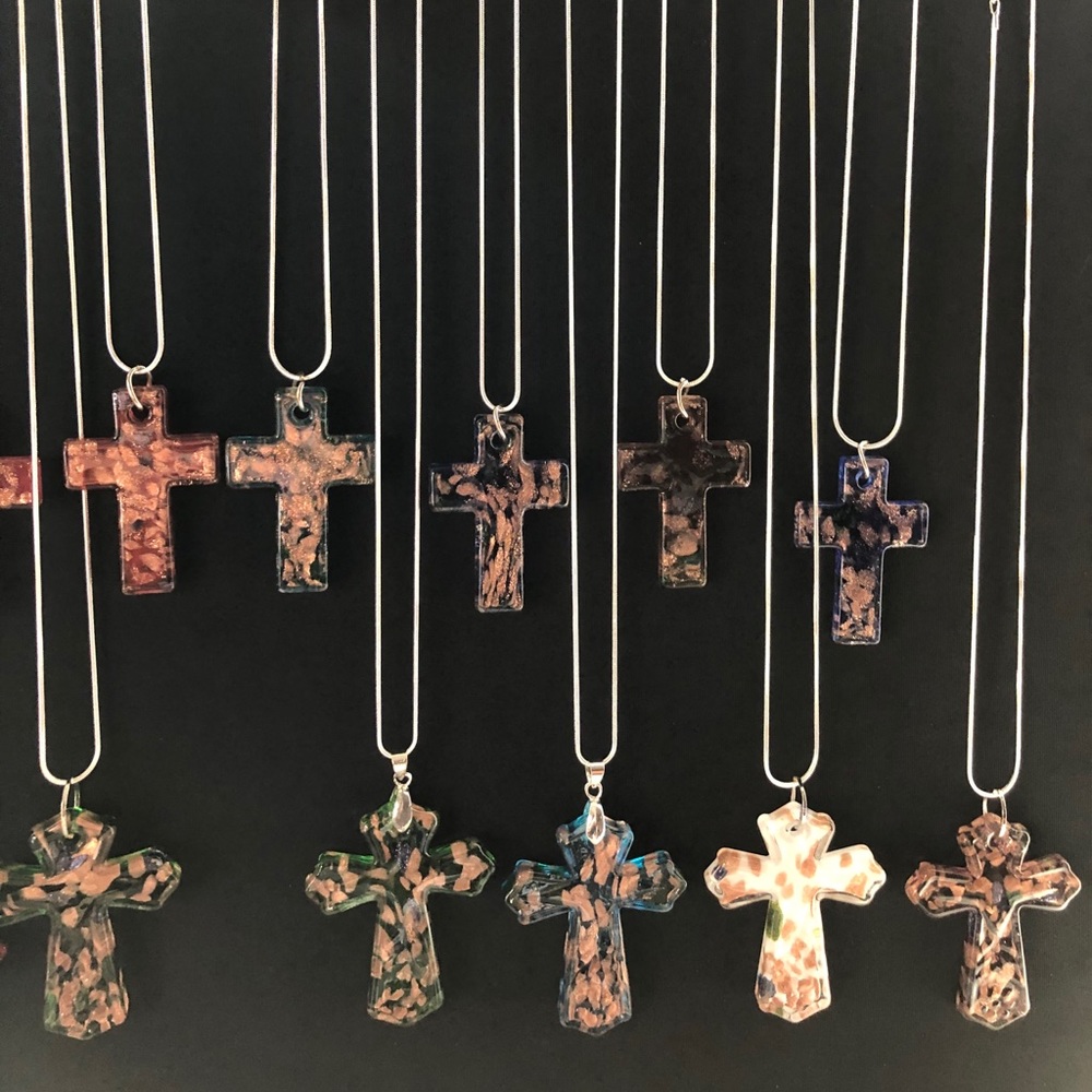 Glasshouse custom Murano glass cross necklace